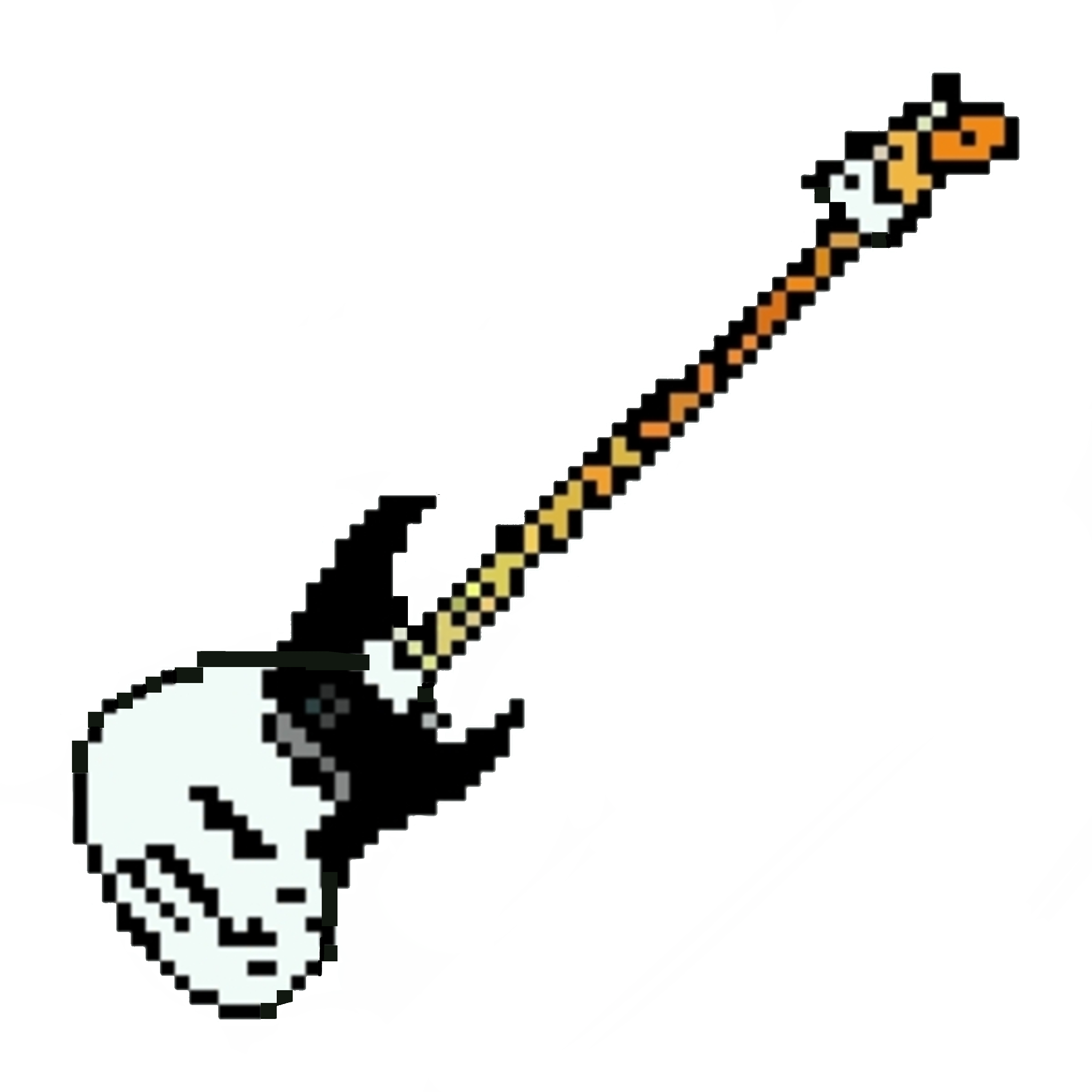 Pixel art of a Squier Paranormal Jazz Bass in white blonde.